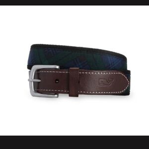Vineyard Vines Blackwatch Canvas Club Belt Blue Green Plaid Size 36
